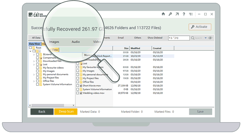 CAT Data Recovery Main Screen