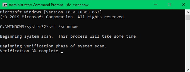 command prompt to system file checker