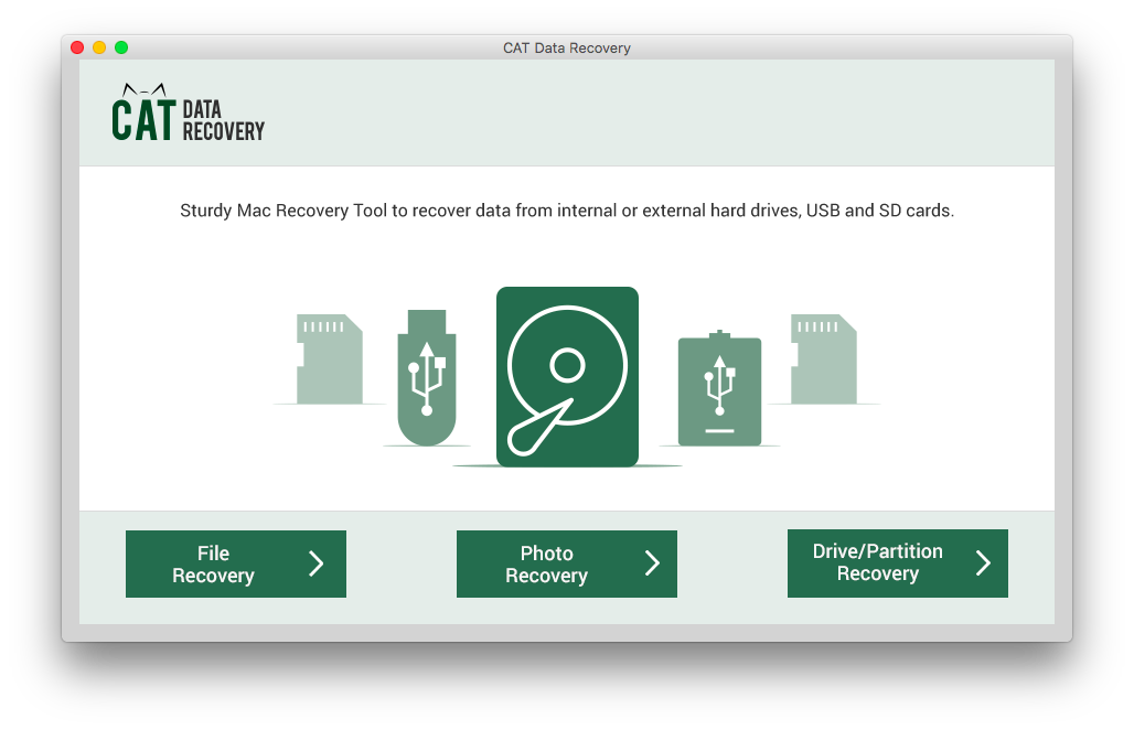 main screen to perform mac data recovery