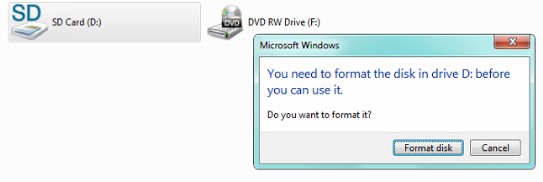 Format error message when you try to access the drive