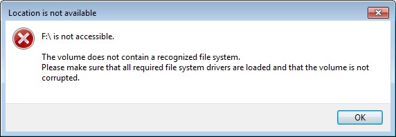 error message prompted while you try to access your USB drive