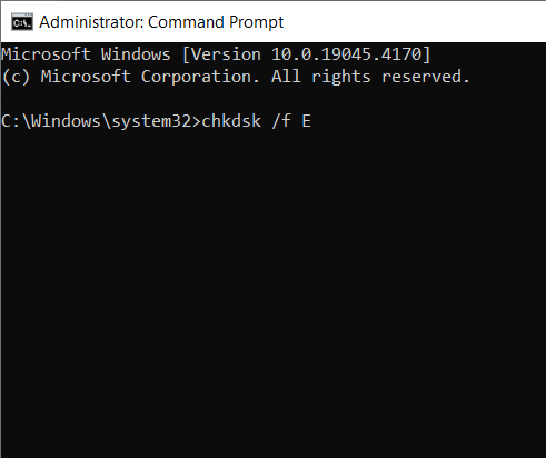 type the chkdsk command to repair the corrupt hard drive