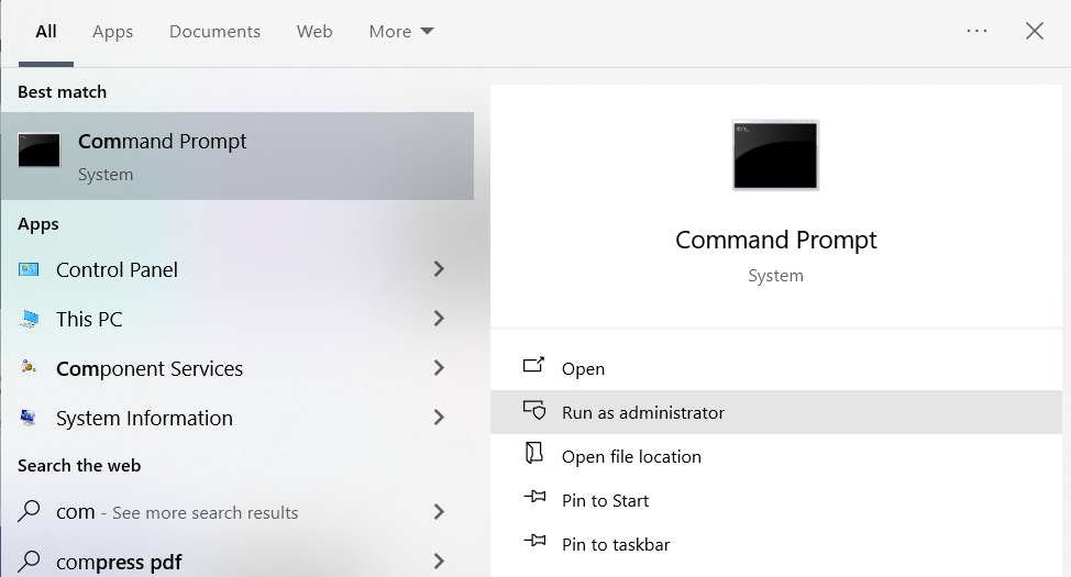 open command prompt as administrator and run the dism command to fix the video_dxgkrnl_fatal_error