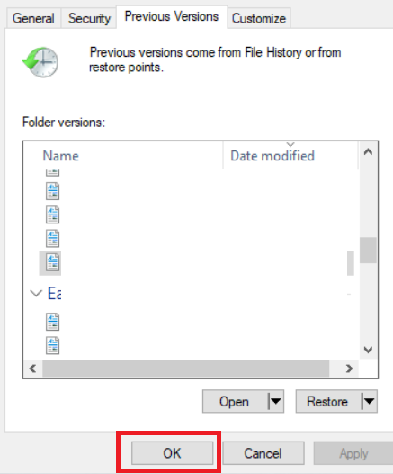 choose the files that you need from the previous version options
