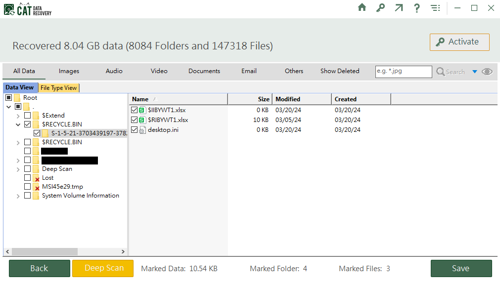 List of all recovered data from Seagate hard drive