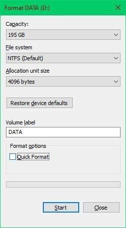 convert raw to NTFS